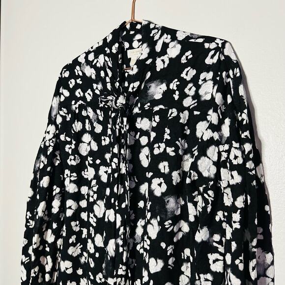 Ted Baker Black White Wilmy Longline Neck Bow Button Up Midi Dress Size 2 - Picture 10 of 16